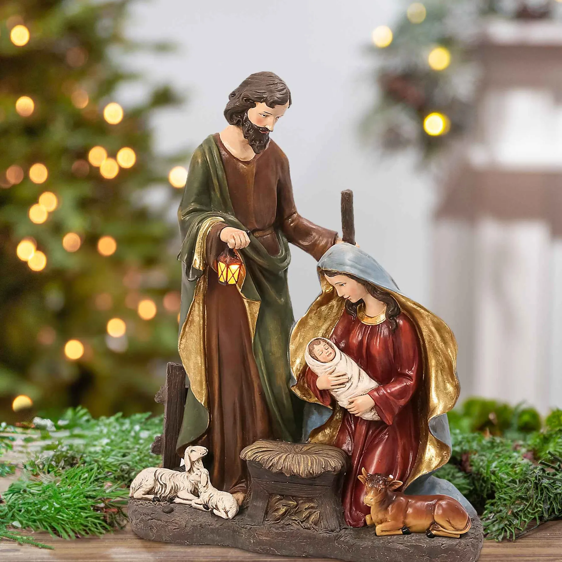 Gerson International Tabletop Items*3 Foot Tall Lighted Christmas Manger Nativity Scene With Timer