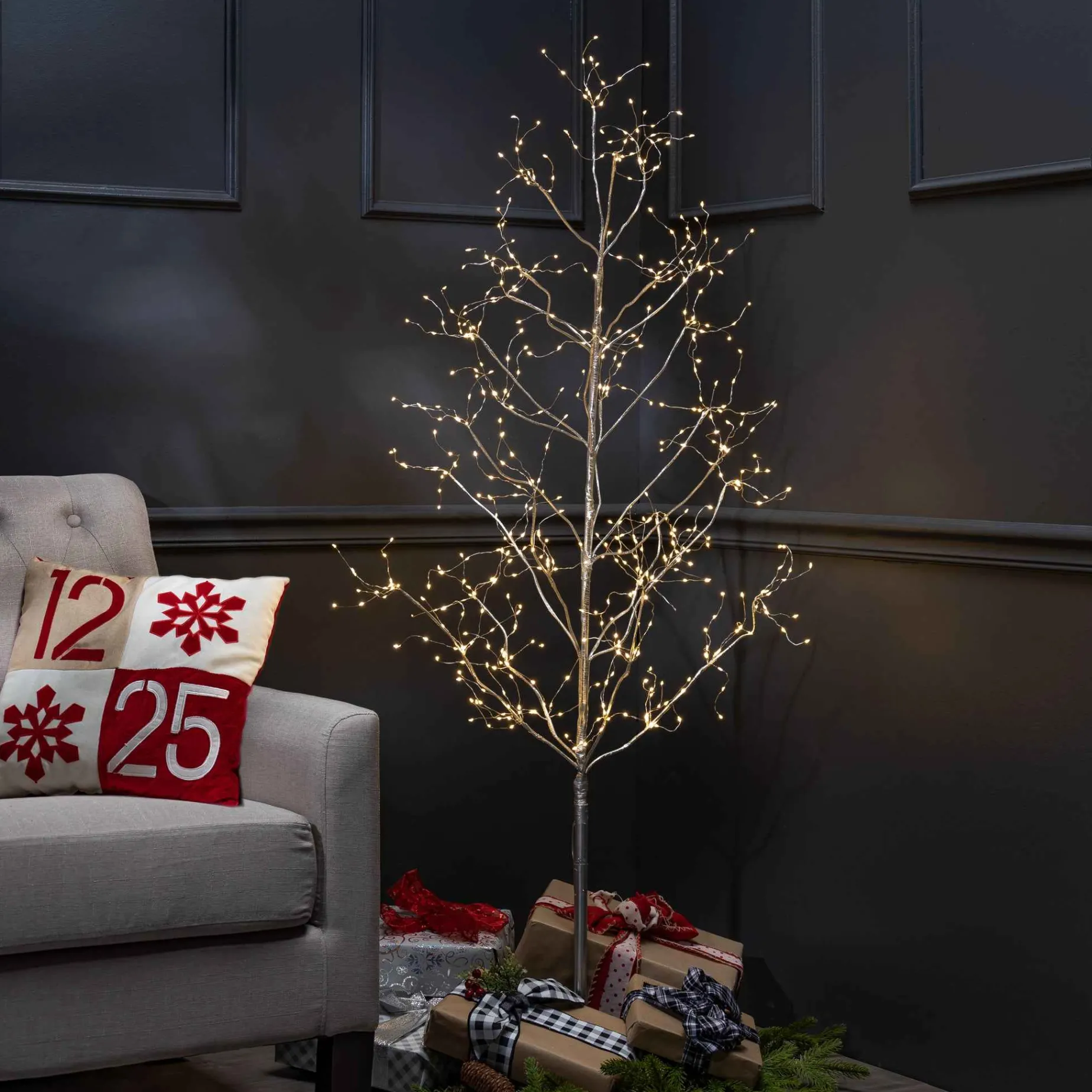 Gerson International Lawn And Outdoor Decor*5 Foot Tall Silver Glowing Lighted Tree, Micro Leds