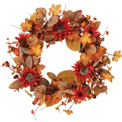Gerson International Wreaths*22 In Fall Harvest Autumn Wreath With Berries And Sunflowers