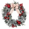Gerson International Wreaths*24 In Flocked Holiday Wreath With Bow, Berries And Ornaments
