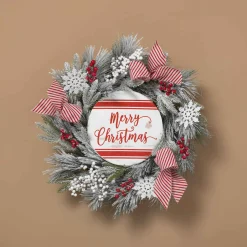 Gerson International Wreaths*24 In Flocked Merry Christmas Wreath With Snowflakes