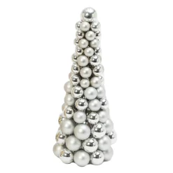 Gerson International Tabletop Items*18 In Tall Silver Christmas Holiday Ornament Cone Tree Decor