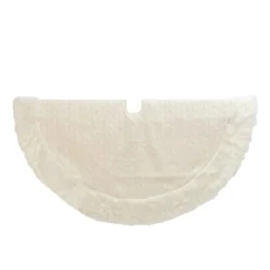 Gerson International Tree Skirts*48 In White Cable Knit Christmas Tree Skirt, Faux Fur Trim