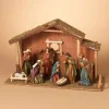 Gerson International Tabletop Items*9 Piece Traditional Religious Nativity Scene With Moss Stable