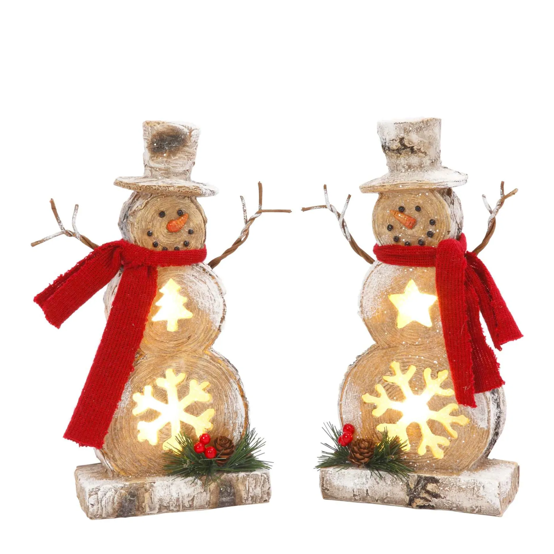 Gerson International Tabletop Items*Battery-Operated Lighted Resin Snowman Figurines (Set Of 2)