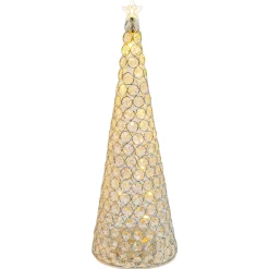 Gerson International Tabletop Items*Elegant Glam Holiday Silver Lighted Jewel Cone Christmas Tree