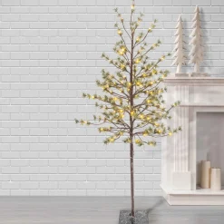 Gerson International Other Lit Trees*5-Foot Tall Electric Icy Pine Tree With 96 Warm White Led Lights