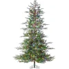 Gerson International Pre-Lit Trees*7.5Ft Natural Cut Portland Pine Christmas Tree With Dual Color 8-Function Changing Micro Led Lights