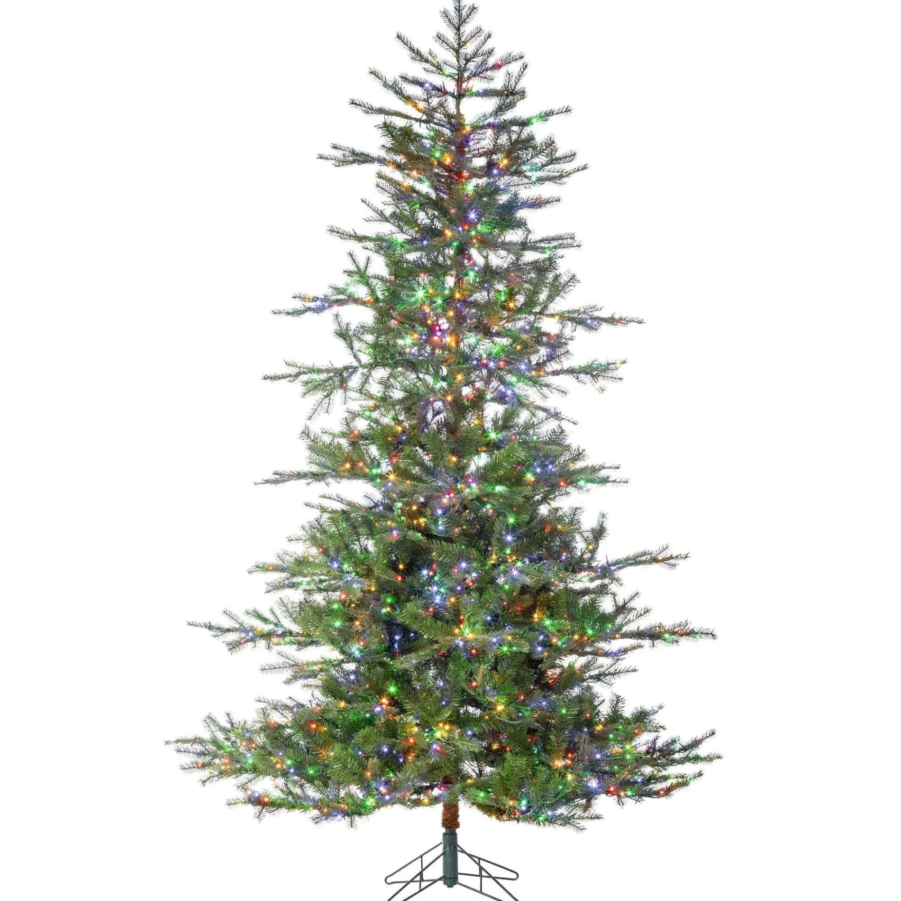 Gerson International Pre-Lit Trees*7.5Ft Natural Cut Portland Pine Christmas Tree With Dual Color 8-Function Changing Micro Led Lights