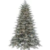 Gerson International Pre-Lit Trees*7.5Ft Pre-Lit Flocked Natural Cut Spruce Christmas Tree With Clear Lights