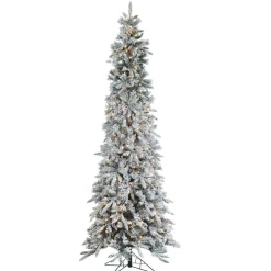 Gerson International Pre-Lit Trees*9Ft Pre-Lit Narrow Flocked Pencil Pine Christmas Tree With Clear Lights