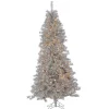 Gerson International Pre-Lit Trees*7.5Ft Pre-Lit Silver Curly Tinsel Christmas Tree With Clear Lights