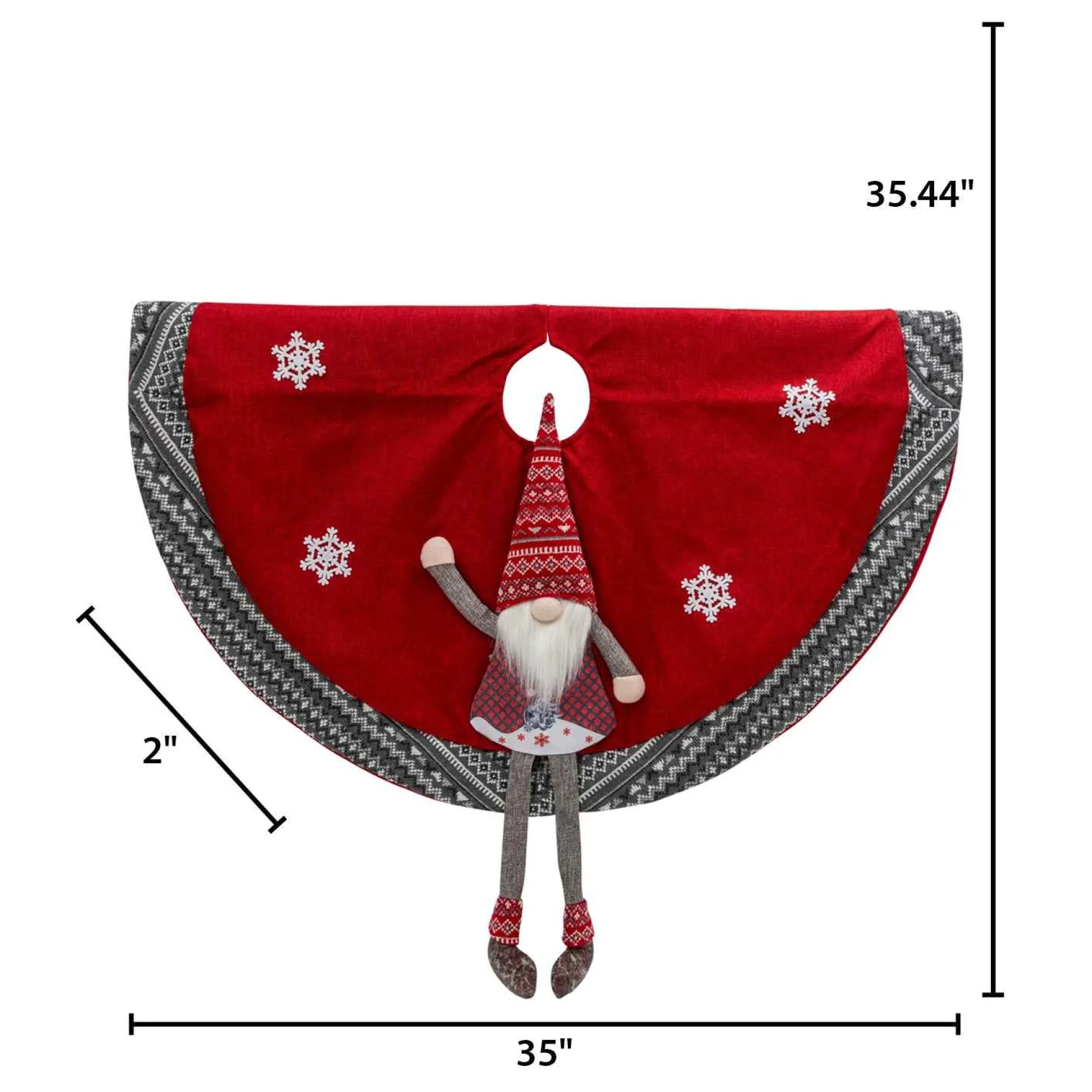 Gerson International Tree Skirts*Gnome And Snowflake Christmas Tree Skirt, Battery Operated