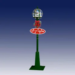 Arys Imports Snow Machines*Green And Gold Snowing Outdoor Globe Street Lamp With Snowman