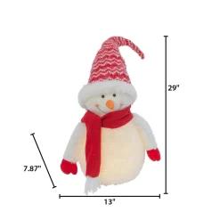 Gerson International Tabletop Items*Holiday Snowman Lighted Figurine Decor With Red Hat And Scarf