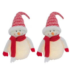 Gerson International Tabletop Items*Holiday Snowman Lighted Figurine Decor With Red Hat And Scarf