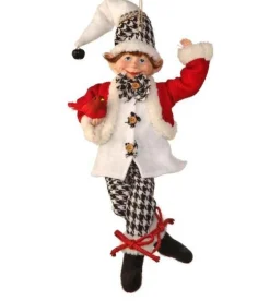 Regency International Elves*17In Fabric Black And White Checkered Plaid Bendable Elf