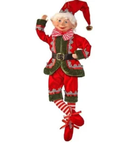 Regency International Elves*17In Fabric Dreaming Bendable Elf Ornament