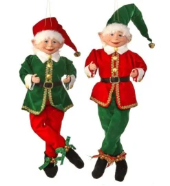 Regency International Elves*17In Fabric Red And Green Tidings Bendable Elf, Assorted Styles