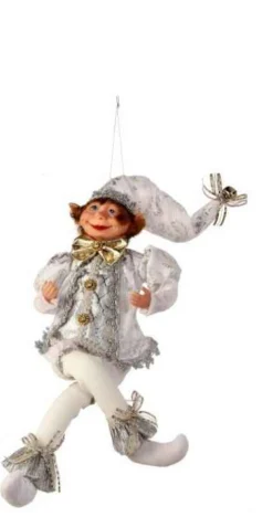 Regency International Elves*17In Fabric White And Silver Bendable Elf