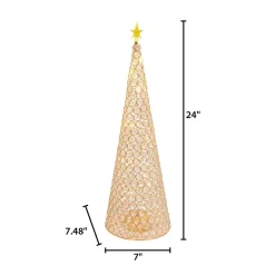 Gerson International Tabletop Items*23.8-In H Battery- Operated Lighted Jeweled Cone Tree, Gold