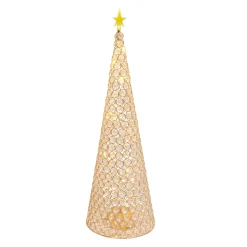 Gerson International Tabletop Items*23.8-In H Battery- Operated Lighted Jeweled Cone Tree, Gold