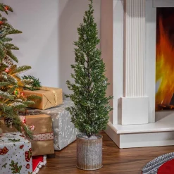 Gerson International Tabletop Items*35-In H Snowy Pine Tree In Tin Pot