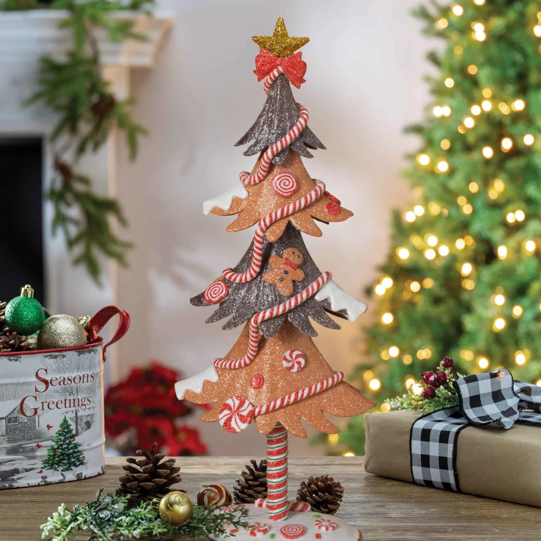Gerson International Tabletop Items*17.5In H Whimsical Gingerbread Christmas Tree Tabletop Figurine