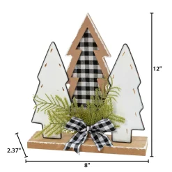 Gerson International Tabletop Items*12-In H Wood Holiday Trees With Pine & Bow Accent
