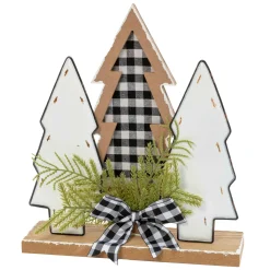 Gerson International Tabletop Items*12-In H Wood Holiday Trees With Pine & Bow Accent