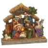 Gerson International Tabletop Items*17.7-In L Battery- Operated Lighted Resin Nativity Stable With Figurines