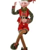 Regency International Elves*30In Metallic Plaid Bendable Elf Ornament