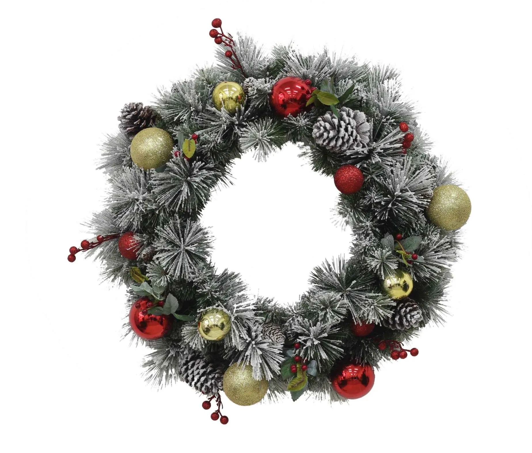 Puleo International Wreaths*30In Pre-Lit Flocked Fairfield Wreath In Warm White #114-Fgf1-30Wblw07