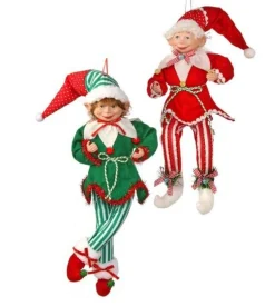 Regency International Elves*17In Velvet Red/Green Bendable Elf, Assorted Styles