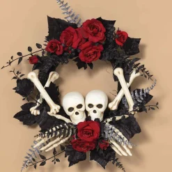 Gerson International Wreaths*24-Inch Diameter Halloween Skeleton And Roses Wreath