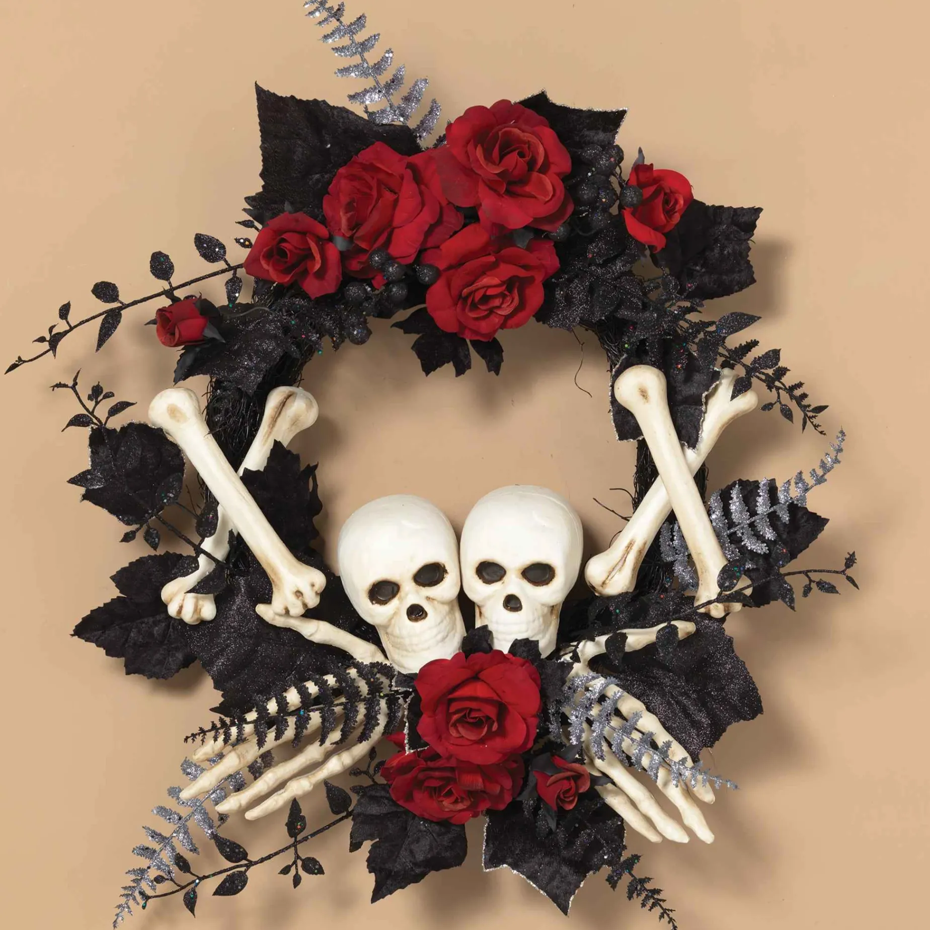 Gerson International Wreaths*24-Inch Diameter Halloween Skeleton And Roses Wreath