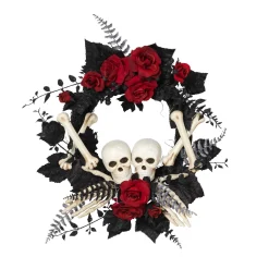 Gerson International Wreaths*24-Inch Diameter Halloween Skeleton And Roses Wreath