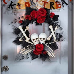 Gerson International Wreaths*24-Inch Diameter Halloween Skeleton And Roses Wreath