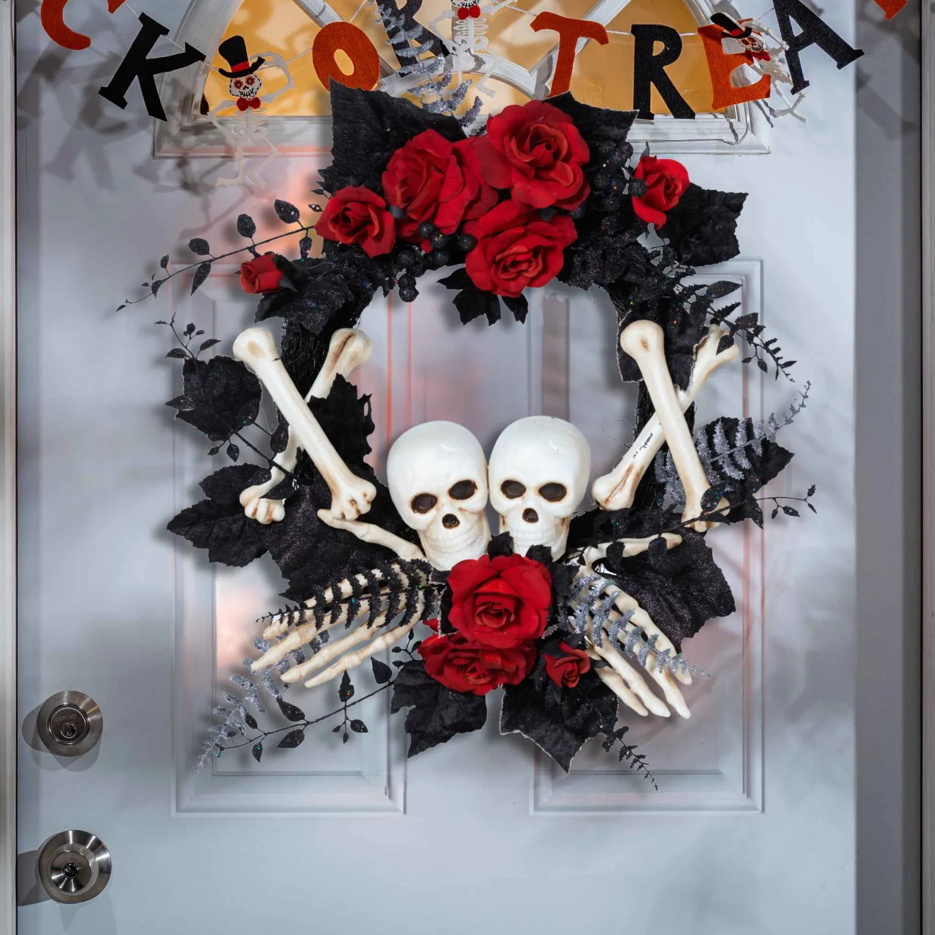 Gerson International Wreaths*24-Inch Diameter Halloween Skeleton And Roses Wreath