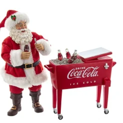 Kurt Adler Tabletop Items* Coke Santa With Table Cooler, 2 Piece Set