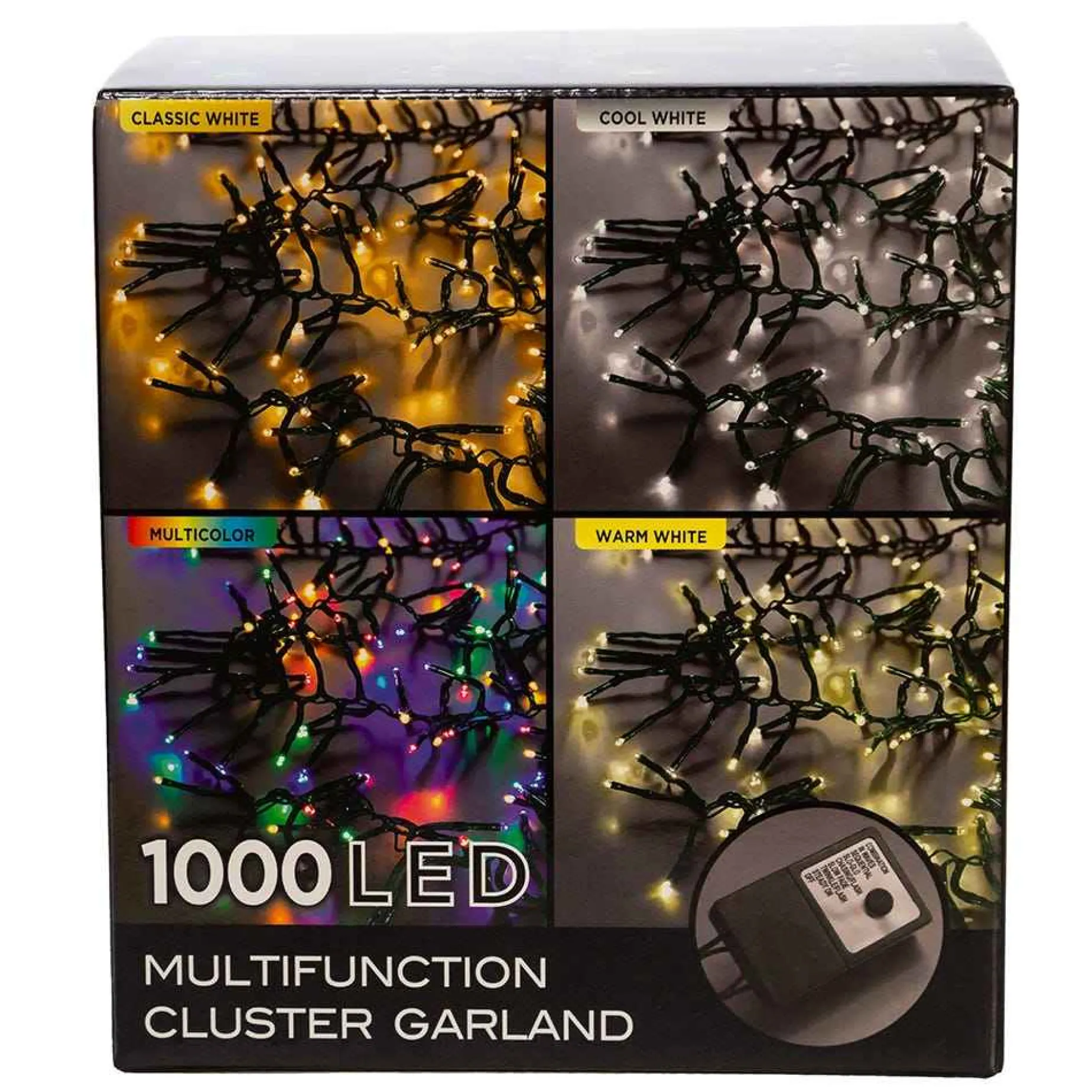 Kurt Adler Lawn And Outdoor Decor* Cul 1000-Light 33-Foot Cluster Garland With Multi-Color 3Mm Led Bulbs