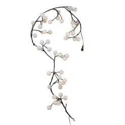 Kurt Adler Lawn And Outdoor Decor* 6-Foot Brown Garland Warm White Cotton Ball 48 Light Led