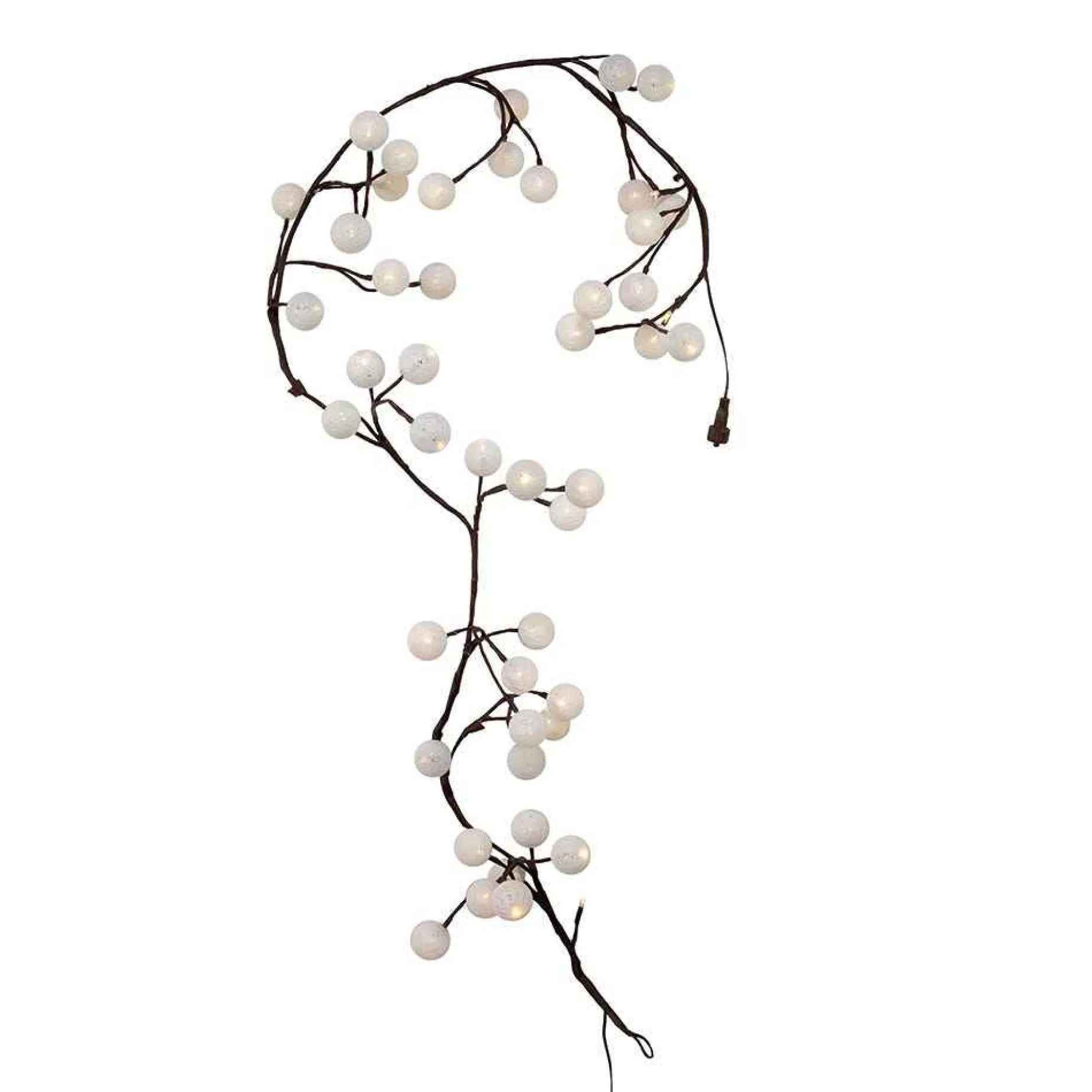 Kurt Adler Lawn And Outdoor Decor* 6-Foot Brown Garland Warm White Cotton Ball 48 Light Led