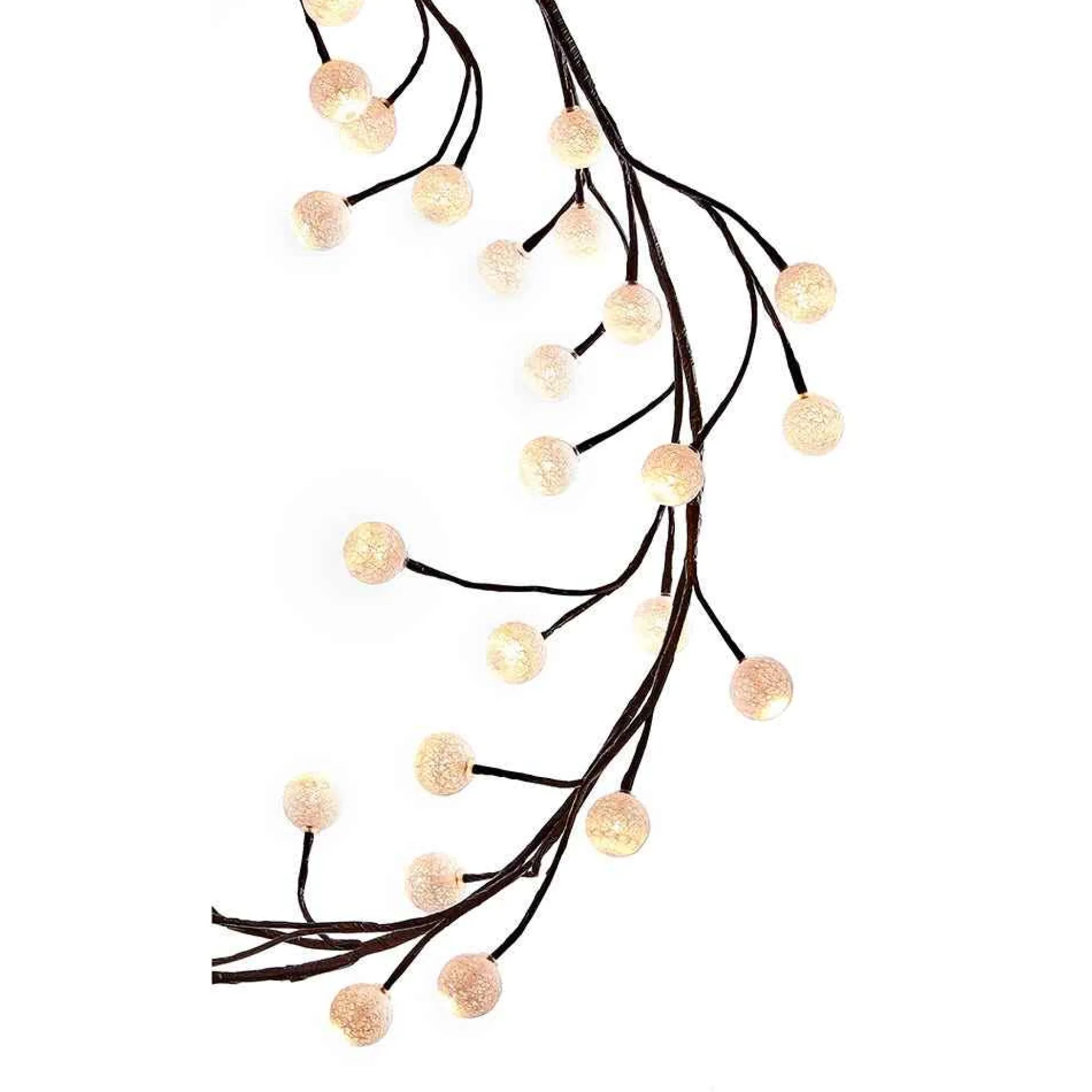 Kurt Adler Lawn And Outdoor Decor* 6-Foot Brown Garland Warm White Cotton Ball 48 Light Led