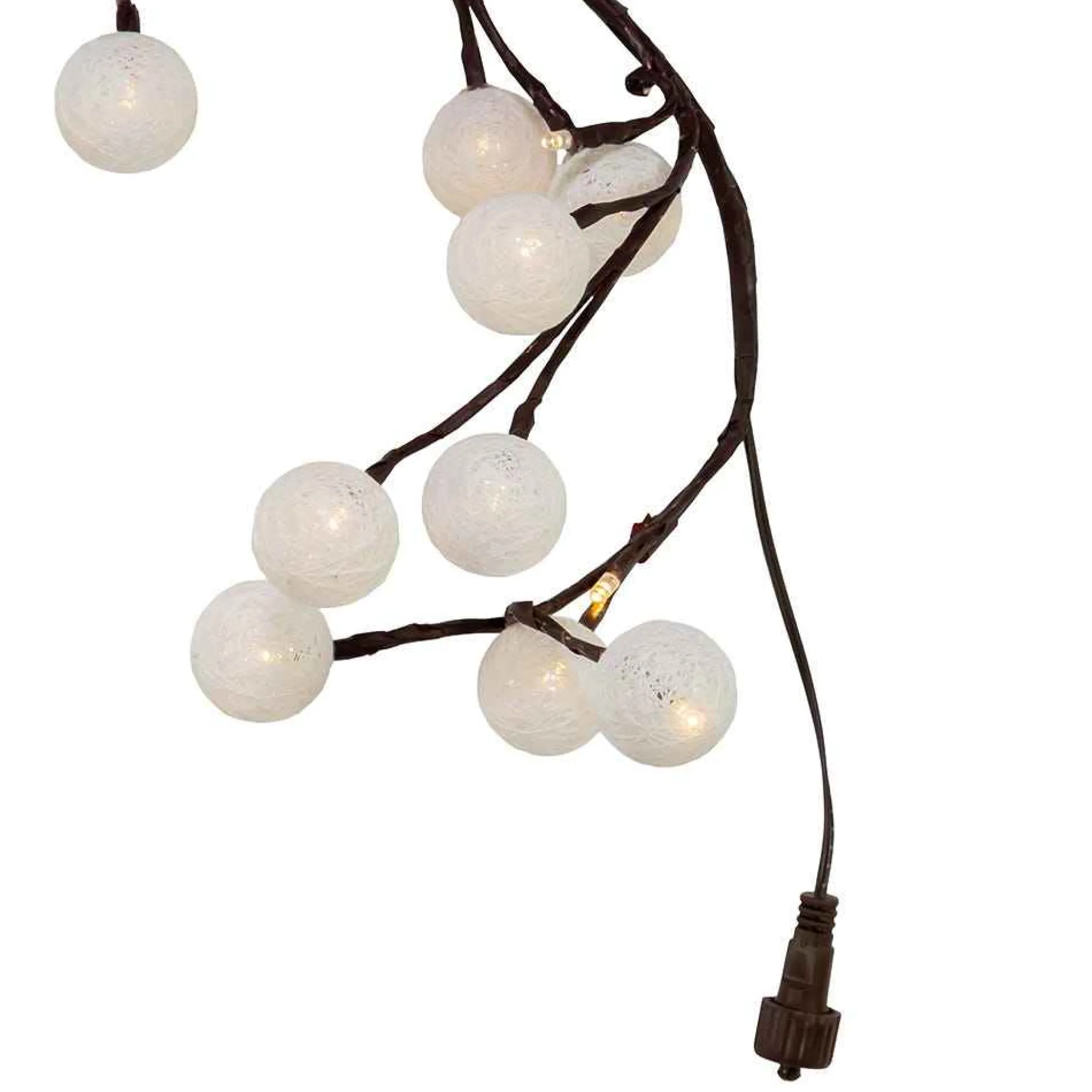 Kurt Adler Lawn And Outdoor Decor* 6-Foot Brown Garland Warm White Cotton Ball 48 Light Led