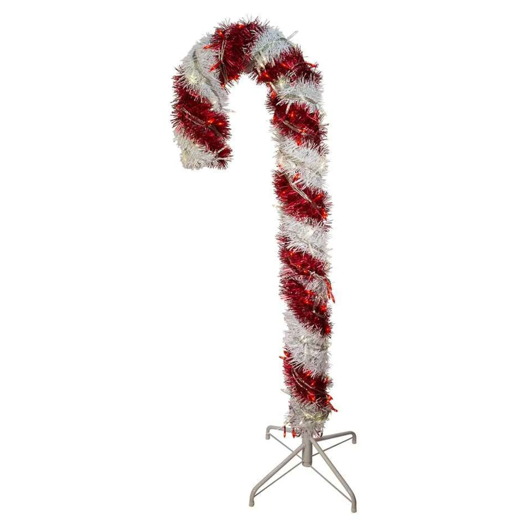 Kurt Adler Lawn And Outdoor Decor* 4-Foot Pre-Lit Red And White Led Tinsel Candy Cane
