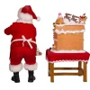 Kurt Adler Tabletop Items* 10.5-Inch Battery-Operated Fabriche Santa Decorating Led Gingerbread House Table Piece