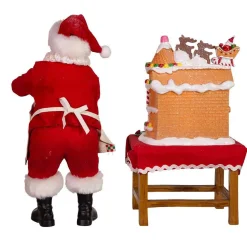 Kurt Adler Tabletop Items* 10.5-Inch Battery-Operated Fabriche Santa Decorating Led Gingerbread House Table Piece