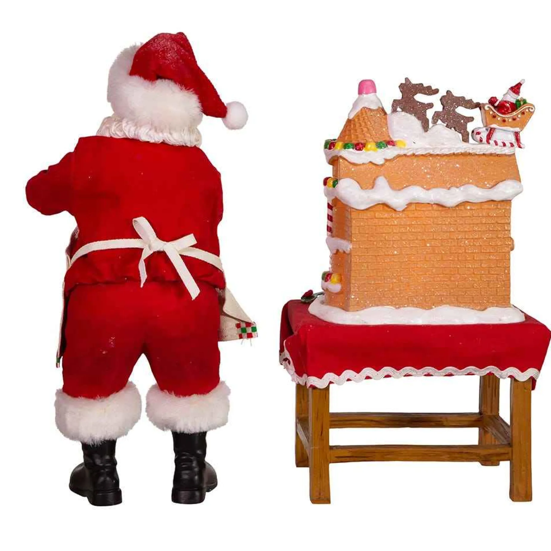 Kurt Adler Tabletop Items* 10.5-Inch Battery-Operated Fabriche Santa Decorating Led Gingerbread House Table Piece