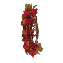 Kurt Adler Lawn And Outdoor Decor* 24-Inch Battery-Operated Red Poinsettia Led Wreath